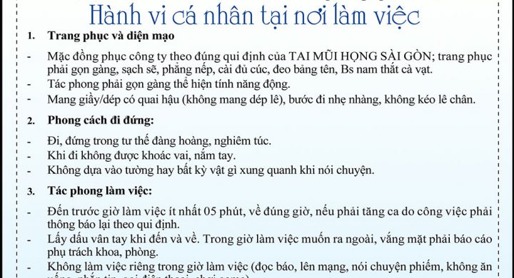KỲ 9 - VĂN HÓA TAI MŨI HỌNG SÀI GÒN: HÀNH VI CÁ NHÂN TẠI NƠI LÀM VIỆC