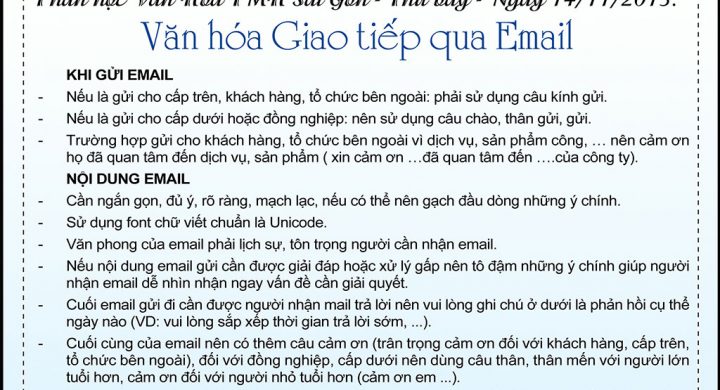 KỲ 6 - VĂN HÓA TAI MŨI HỌNG SÀI GÒN: VĂN HÓA GIAO TIẾP QUA EMAIL