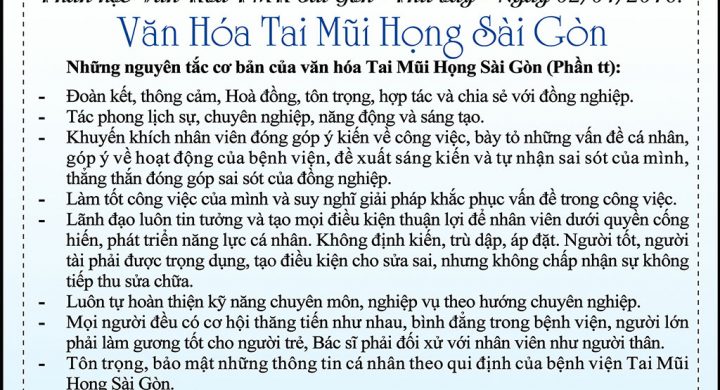 KỲ 22 - VĂN HÓA TAI MŨI HỌNG SÀI GÒN: VĂN HÓA TMH - Taimuihongsg.com