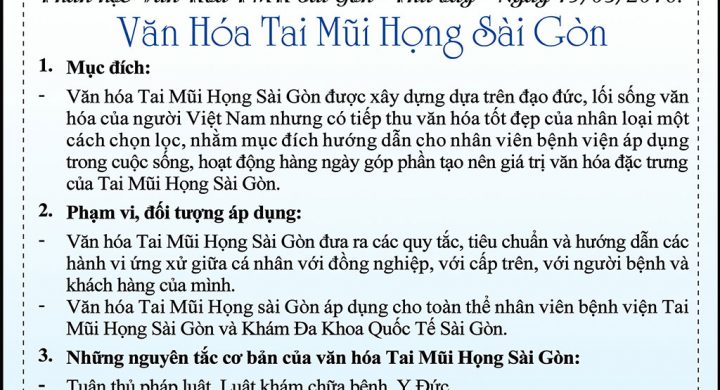 KỲ 21 - VĂN HÓA TAI MŨI HỌNG SÀI GÒN: VĂN HÓA TMH