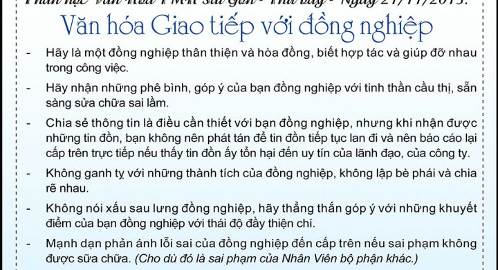 KỲ 7 - VĂN HÓA TAI MŨI HỌNG SÀI GÒN: VĂN HÓA VỚI ĐỒNG NGHIỆP